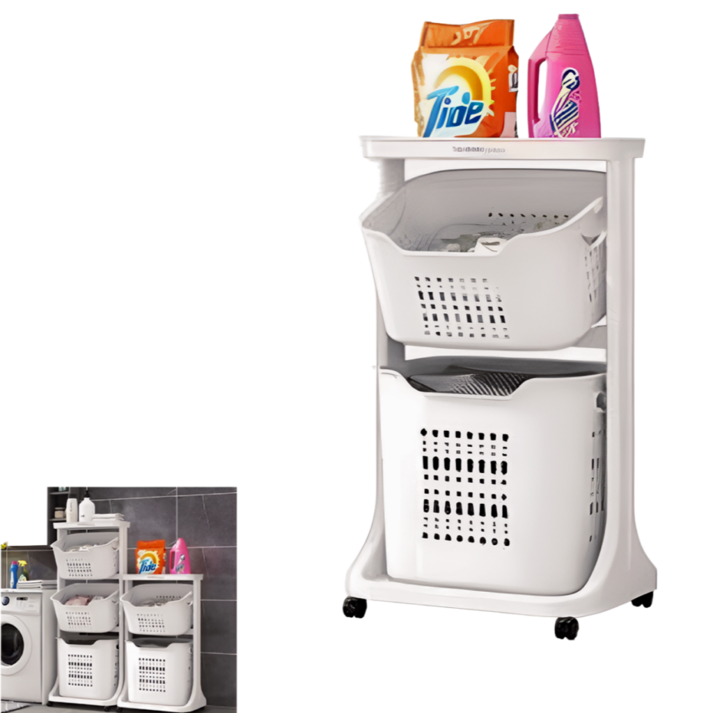 Plastic Laundry Storage Basket 2 Tier Arbaana