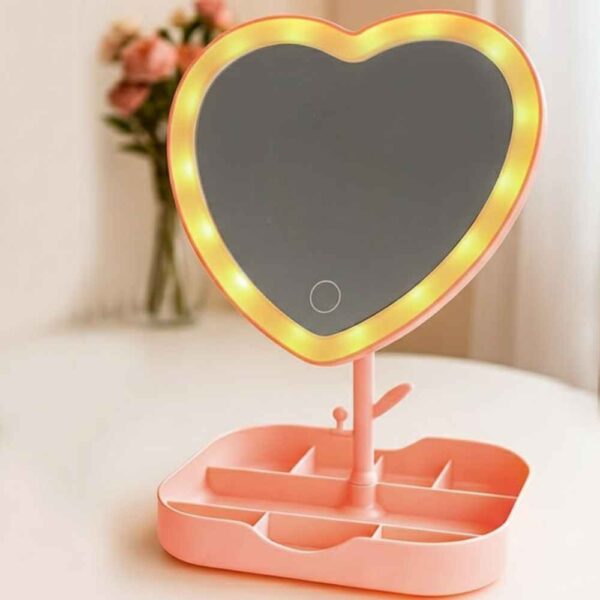 Heart-shaped LED makeup mirror.